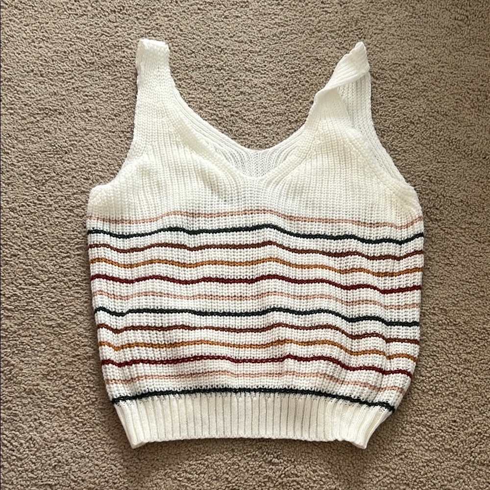 Amazon Ribbed Cream Tank Top Fitted Style